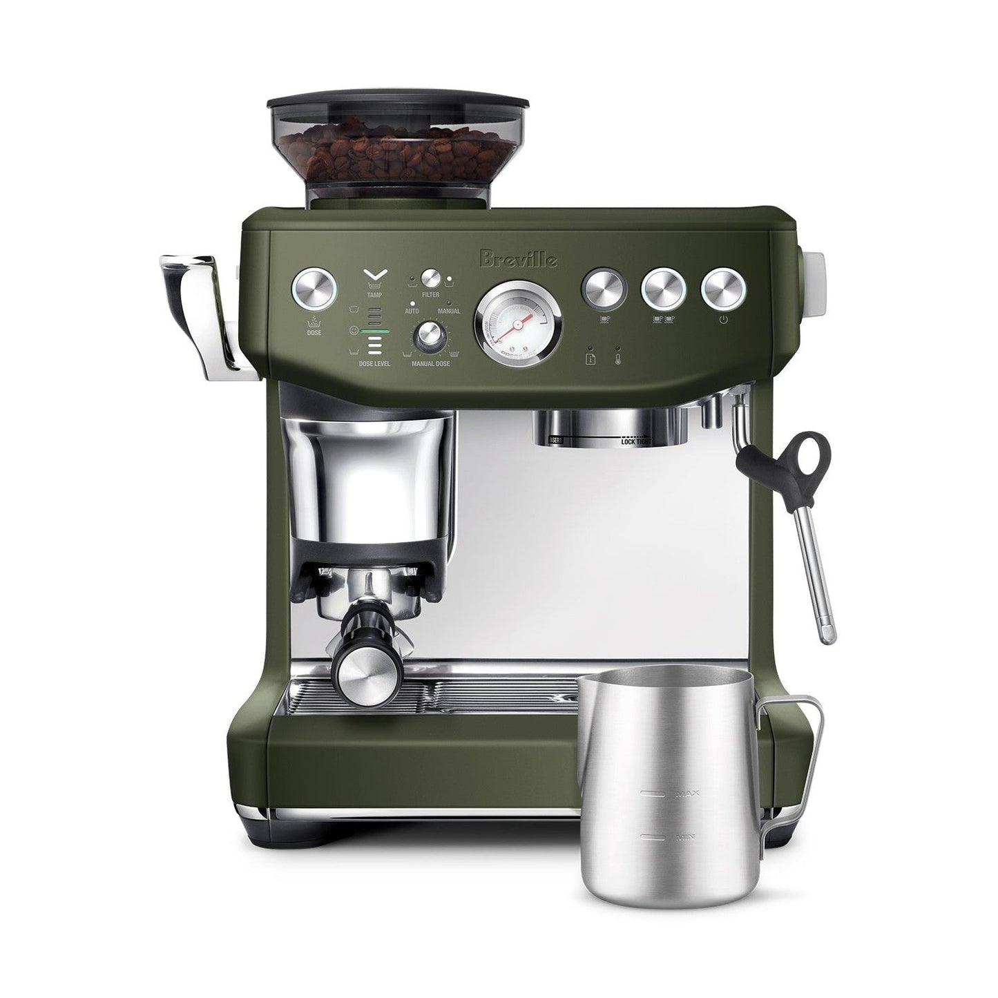 Breville Barista Express Impress Espresso Machine, Olive Tapenade #BES876OLT1BNA1