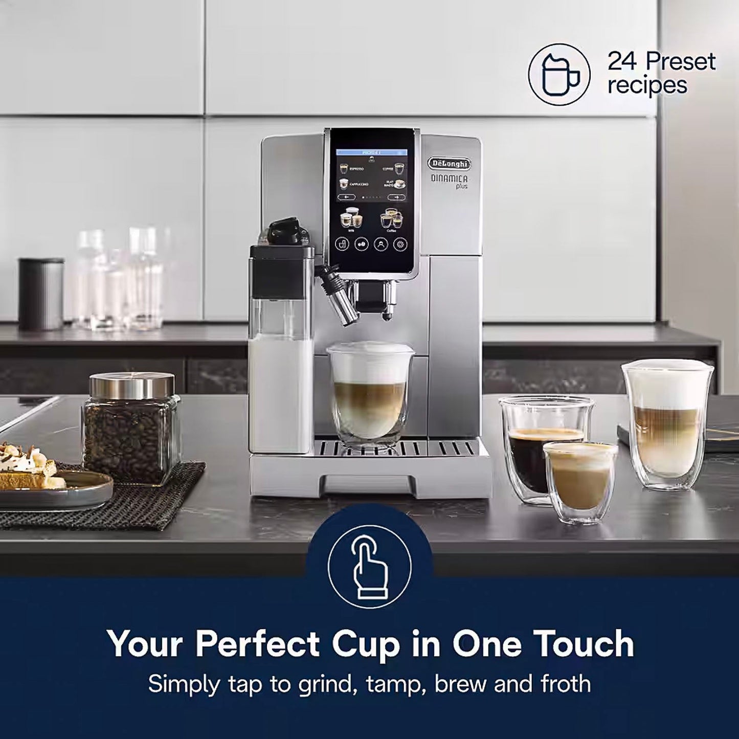 Delonghi Dinamica Plus Silver Automatic Espresso Machine #ECAM38085SB