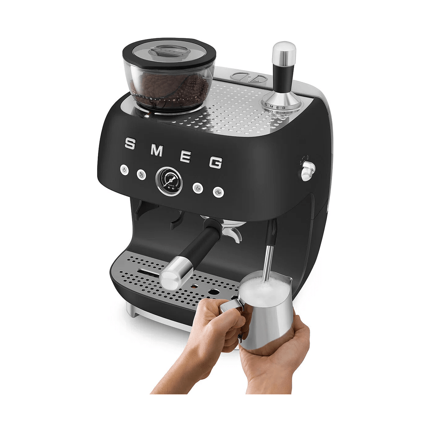SMEG Manual Espresso Machine, Matte Black #EGF03BLMUS