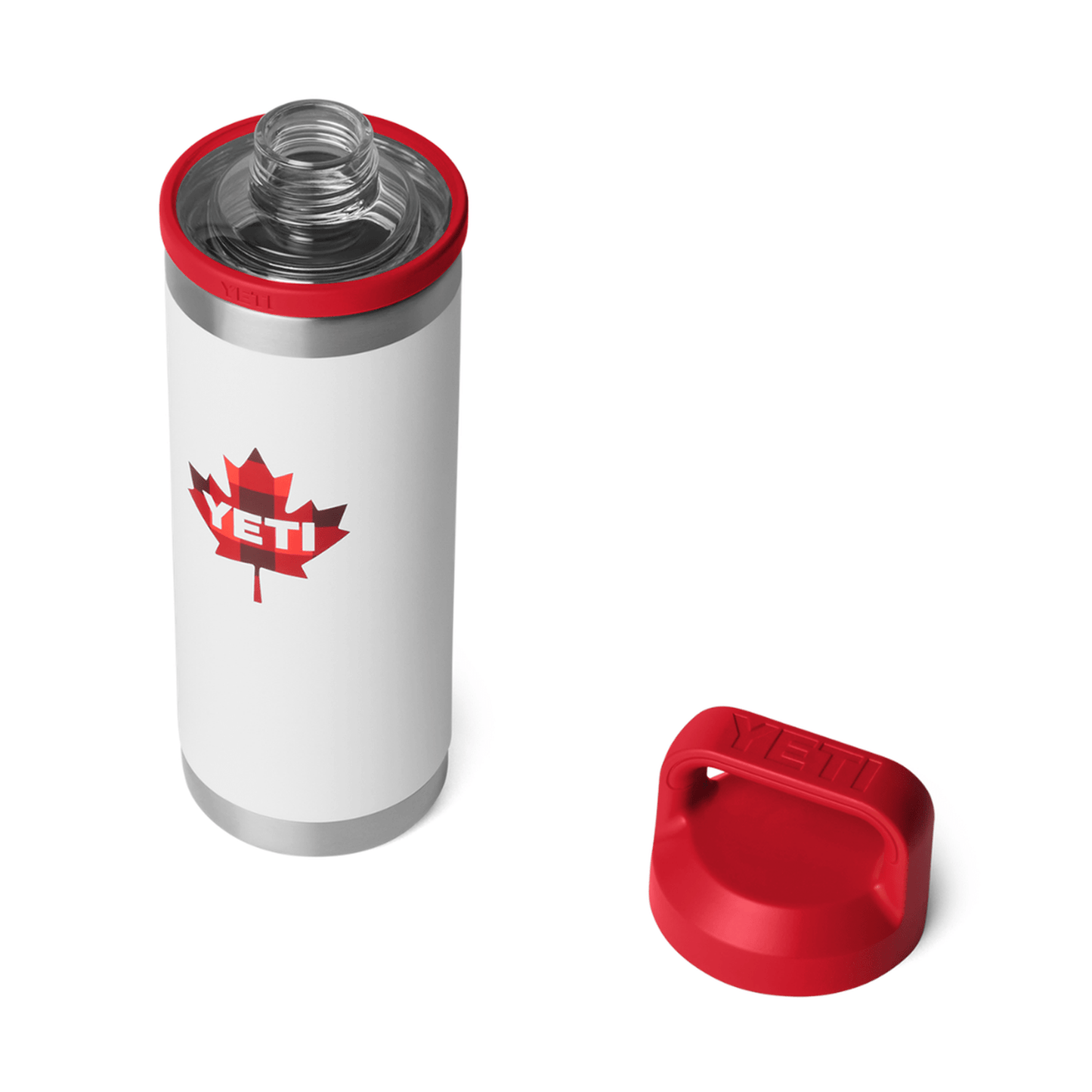 YETI Rambler 18 oz. Bottle with Chug Cap, True North White & Red