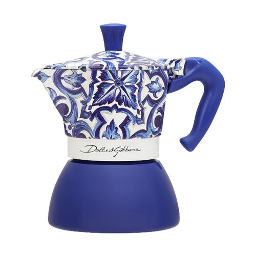 Bialetti Dolce&Gabbana Moka Induction 4 Cup Coffee Maker, Mediterranean Blue