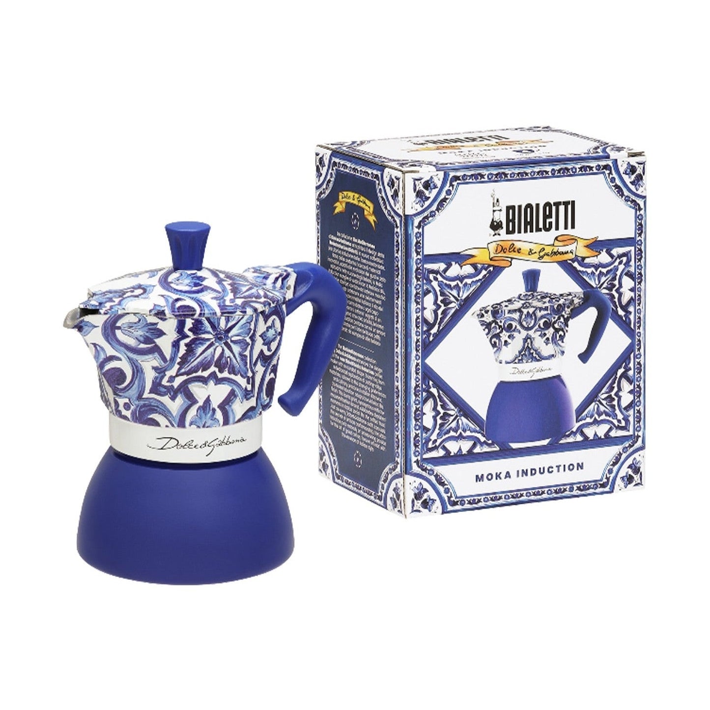 Bialetti Dolce&Gabbana Moka Induction 4 Cup Coffee Maker, Mediterranean Blue