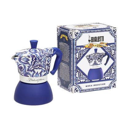 Bialetti Dolce&Gabbana Moka Induction 4 Cup Coffee Maker, Mediterranean Blue