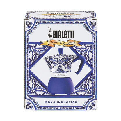 Bialetti Dolce&Gabbana Moka Induction 4 Cup Coffee Maker, Mediterranean Blue