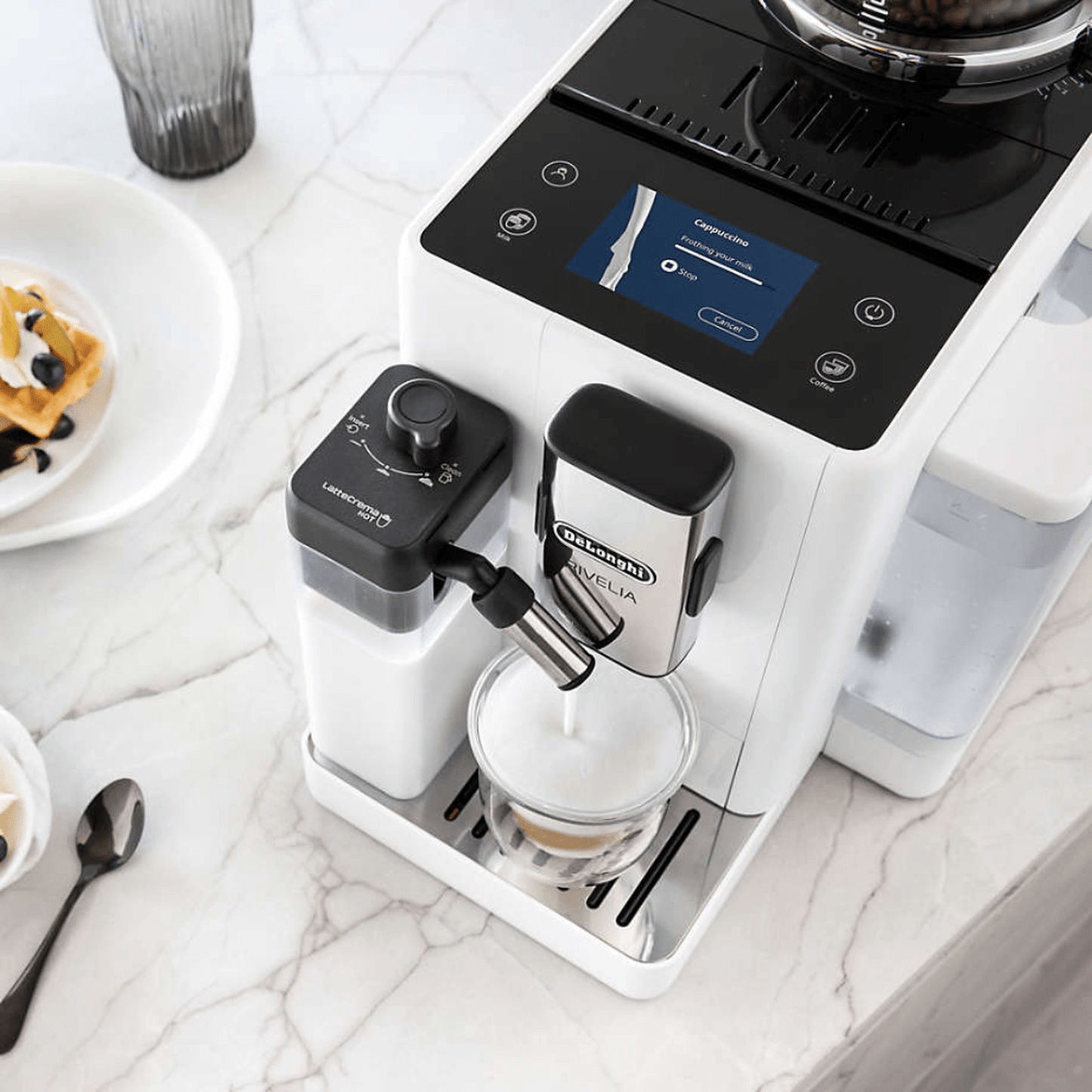 Delonghi Rivelia Automatic Espresso Machine with LatteCrema, White #EXAM44055W