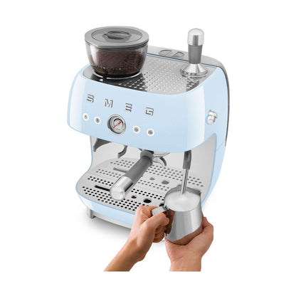SMEG Manual Espresso Machine, Pastel Blue #EGF03PBEU