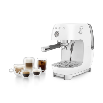 Smeg Manual Espresso Coffee Machine With Cold Brew, White #ECF03WHUS